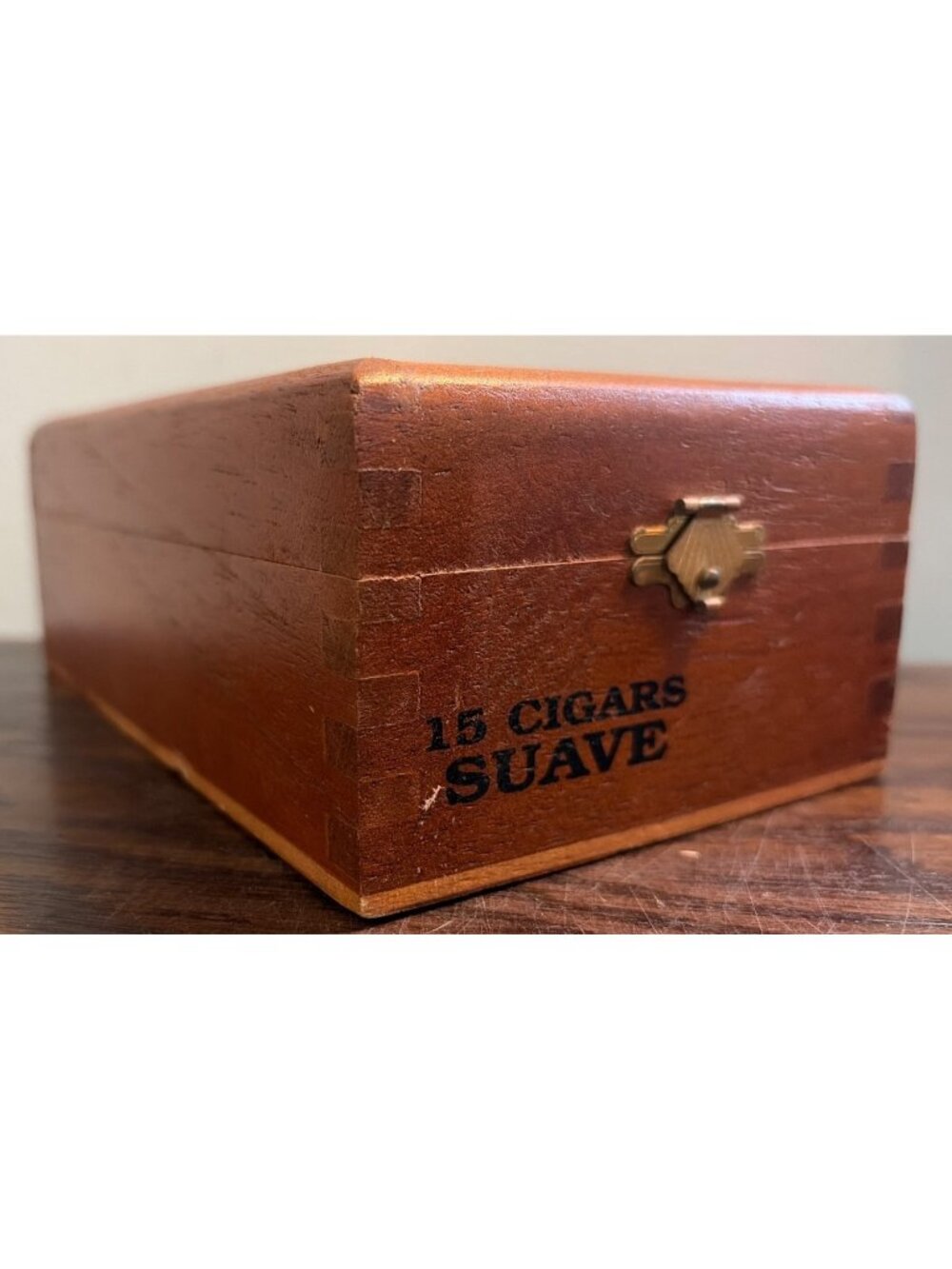 VTG Wooden Cigar Box Glass Lid Handmade Santiago Dominican Republic Holds 15